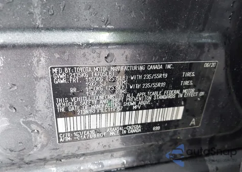 2020 Toyota Rav4 Limited из США, поврежденный, VIN 2T3N1RFV1LC118957